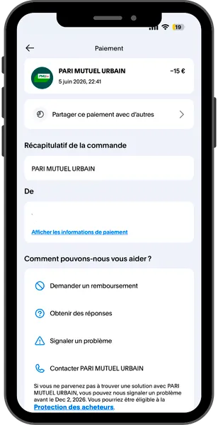 Le paiement PMU Play apparaît sur PayPal